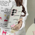 Kawaii 3D Cat Ears Tail Silicone Phone Case for Samsung Galaxy S23 S24 S25 S26 Ultra FE A56 A55 A36 A35 A26 A17 A16 A24 A25 A26