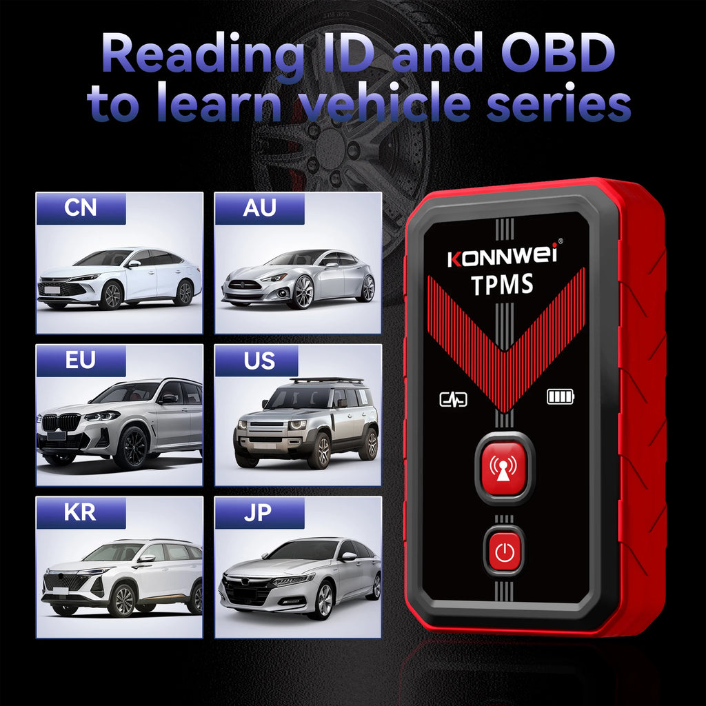 2026 KONNWEI TK100 Car Programable TPMS Sensors OBD Relearn Tool 433MHz315MHz Programing CELL PHONE Tire Pressure Monitor System CM World