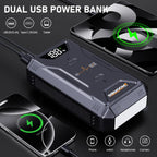 Portable Car Battery Jumper, 1500A Peak Car Jumper, 12V Portable Power Supply, Car Battery Jumper, Equipped with Smart Safety Jumper Cables, Includes 3-Mode LED Light