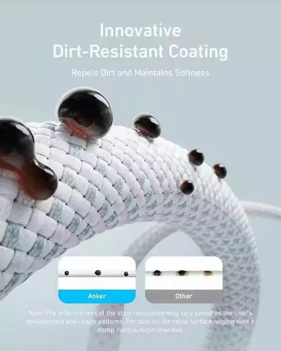 Anker Zolo 240W Type C Fast Charging Cable USB C to USB C Cable Braided and Dirt-Free Slim Connector for iPhone 16 Series