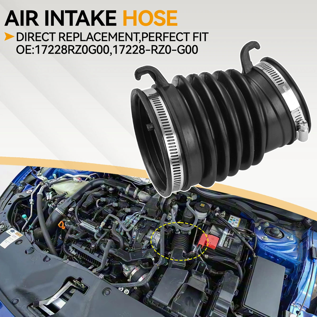 Air Intake Cleaner Hose Engine Air Flow Tube Pipe 17228-RZ0-G00 Fit Honda Civic 1.6 Diesel 2012-2016 Car Accessories