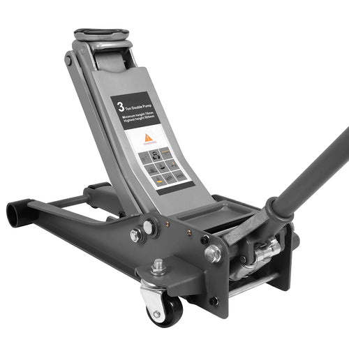 3T Dual Pumps Hydraulic Lift with Big Wheels Tire Changing Hydraulic Jack Rust Proof For Small Cars & Trucks CM World