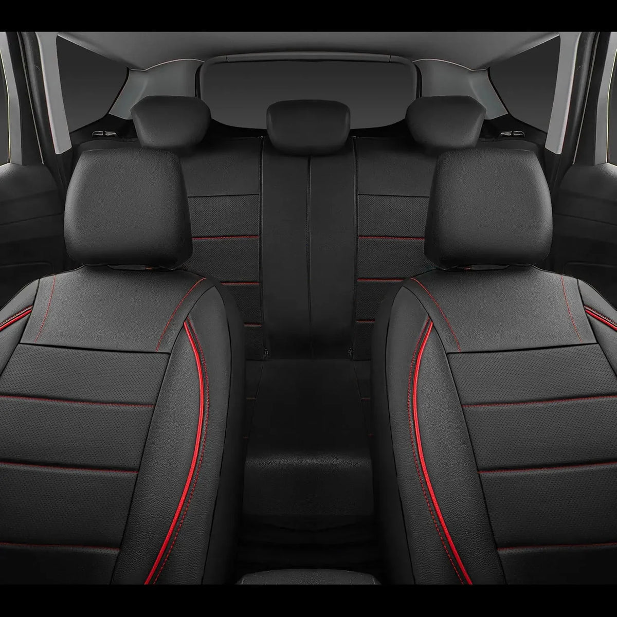 Universal PU Leather Car Seat Covers Simple Style Breathable 5 Seat Car Seat Cover, Auto Chair Protector Interior Accessories