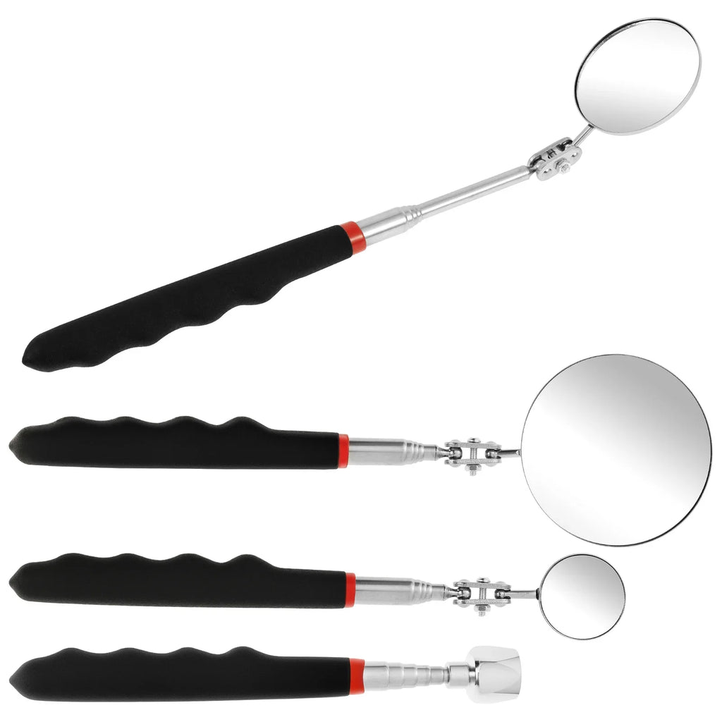 360° Inspection Mirror LED Light Telescoping Mirrors Extend Mechanic Tools Inspection Mirror Telescopic Handle Repairing Tools CM World