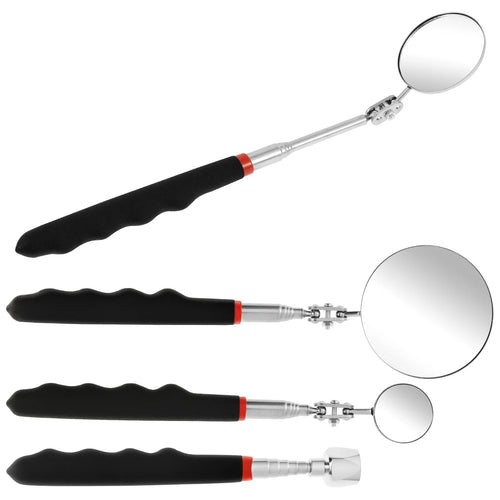 360° Inspection Mirror LED Light Telescoping Mirrors Extend Mechanic Tools Inspection Mirror Telescopic Handle Repairing Tools CM World