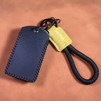 For Volvo EX30 Handmade Genuine Leather Smart Remote Key Case Protection Cover Shell Keychain Ring Holder Fob Car Accessories