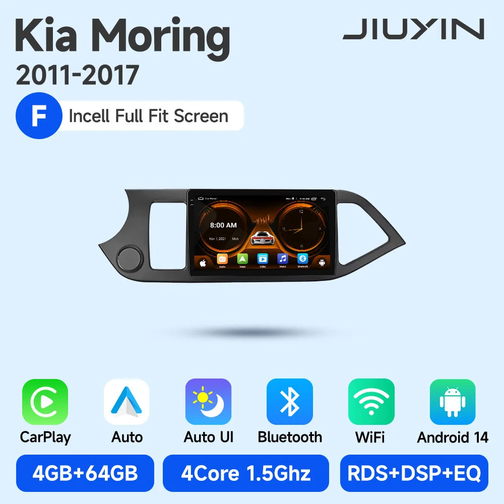 JIUYIN Android 15 Carplay Car Radio Multimidia Video Player For KIA PICANTO Morning  2011-2016 Navigation GPS IPS Head Unit CM World