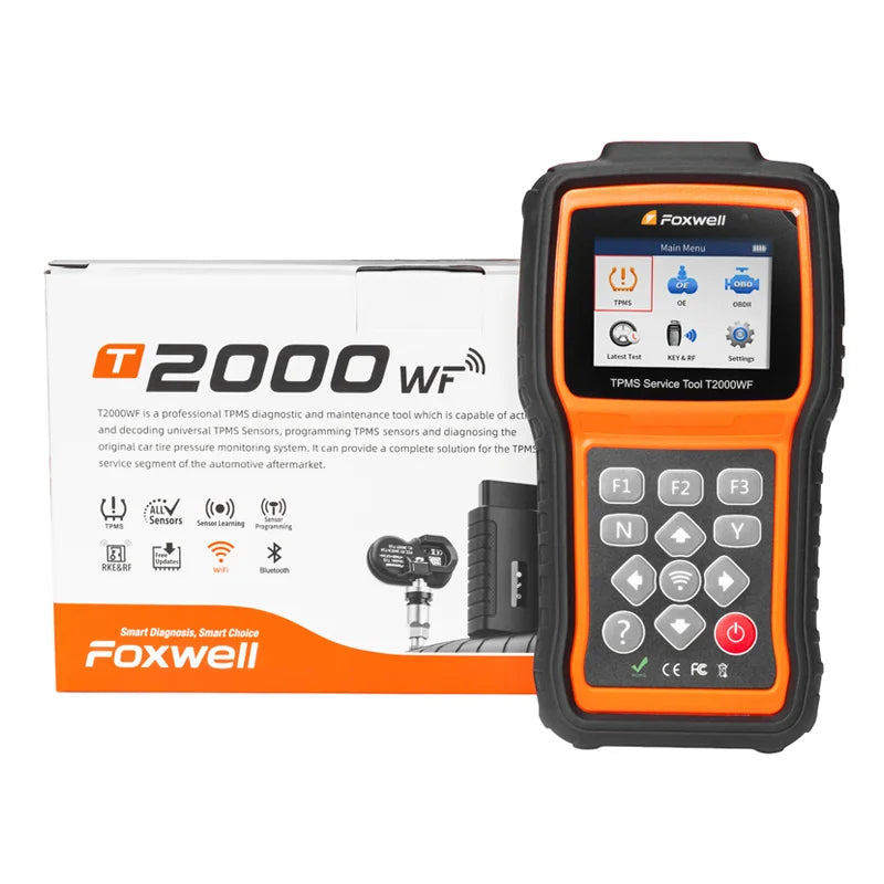 Foxwell T2000 WF TPMS Diagnostic Tool OBD2 Scanner 315/433MHz Sensor Activator Programmer with Free Update for Ford Toyota Car Mobile World