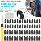 60PCS Car Vacuum Tire Repair Nail Rubber Screw Nails+ Tool Set W/Box Moto Tyre Repair Stud Patch Car Nail with Screwdriver
