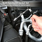 46pcs 1/4 Inch Drive Socket Set for Motor Ratchet Wrench Set Motorcycle Tool Kit, Bit Socket Wrench Set Metric Mechanic Tool Set CM World