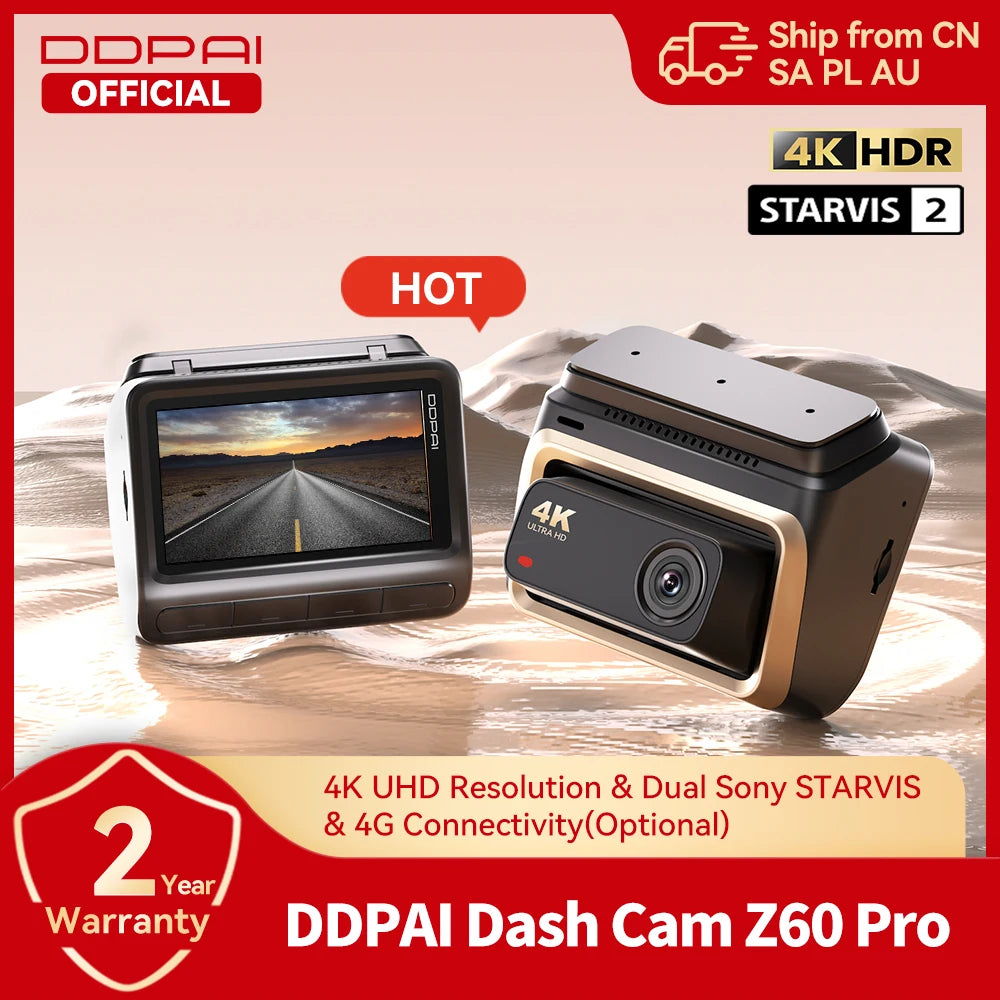 DDPAI Z60 Pro 4K Dash Cam Auto Dashcam Front GPS Car Camera for Dual SONY Sensor WiFi ADAS Night Vision DVR Video Recorder Car Mobile World