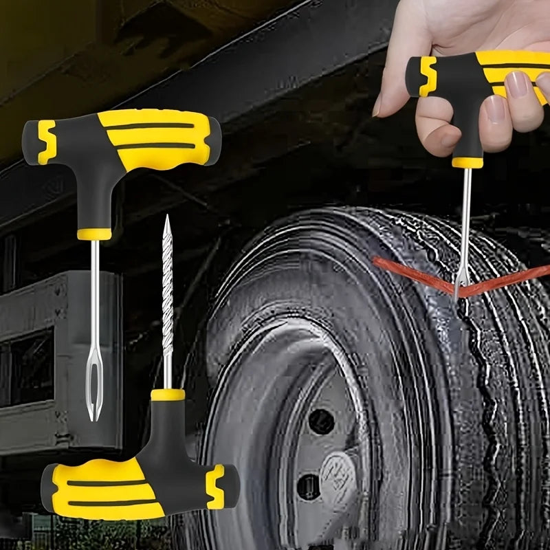Car Tire Puncture Plugs Vacuum Tire Pass Emergency Repair Tools Glue Strips Glue Quick Repair Tire Repair Kit Patch Tool Set CM World