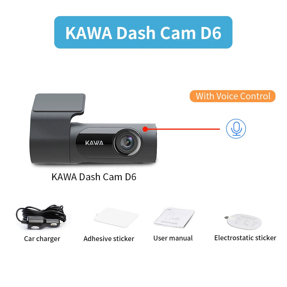 1440P KAWA Car DVR D6 Dash Cam 2K Video Recorder WiFi/App/Voice Control Dash Camera WDR G sensor Night Vision Hidden Dashcam Car Mobile World