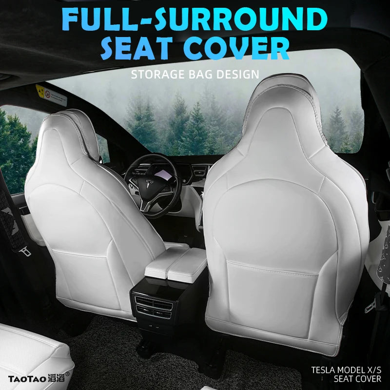Custom Fit Car Seat Covers Specific For Tesla Model X S 360 Degree Full Covered High Quality Leather Cushion Fit 6 or 7 Seaters