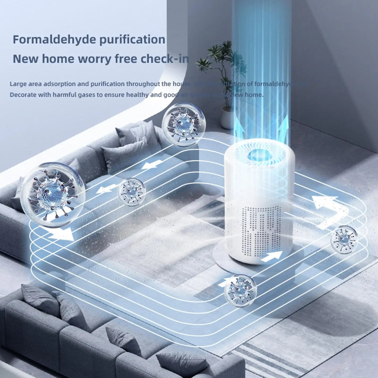 Air Purifier Machine White Automatic Air Cleaning Device for Car Office Quiet Dust Removal and Fresh Air Car Mobile World