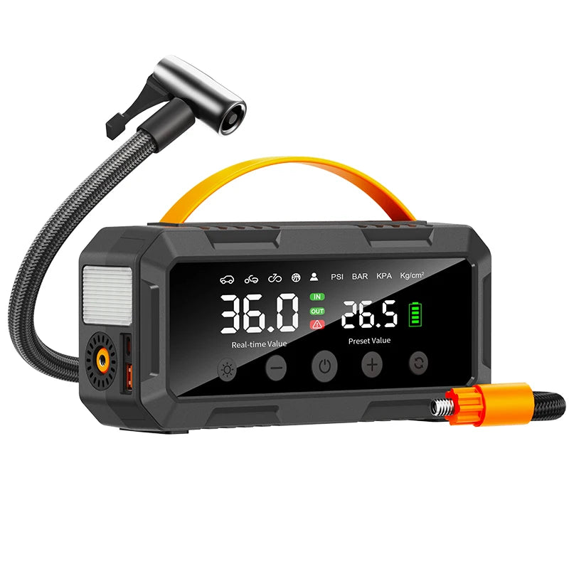 10000amp A Dual 25mm Cylinder Compressor 200psi Car 12v Battery Booster Smart Auto Tire Super Air Pump Power Bank Jump Starter