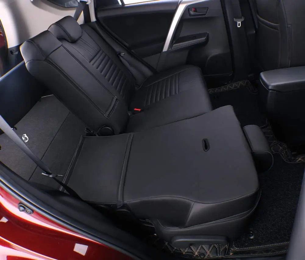 EKR Custom Fit for Toyota Rav4 Car Seat Covers (Gas) 2013 2014 2015 2016 2017 2018 LE/XLE/Limited/Platinum/SE Leather Car Seat Cover Full Set for SUV