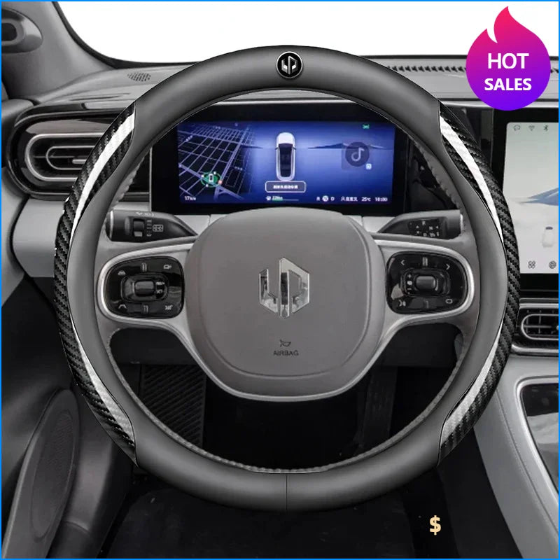 Leather Car Steering Wheel Cover For LEAPMOTOR C11 C10 T03 C16 2022 - 2024 2025 Breathable Non-slip Car-styling Auto Accessories