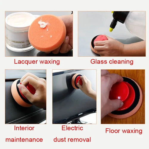 4 Inch Car Wax Applicator Pads Set with Red Handle Soft Sponge Applicators Foam Wax Pad for Polishing and Cleaning Cars CM World