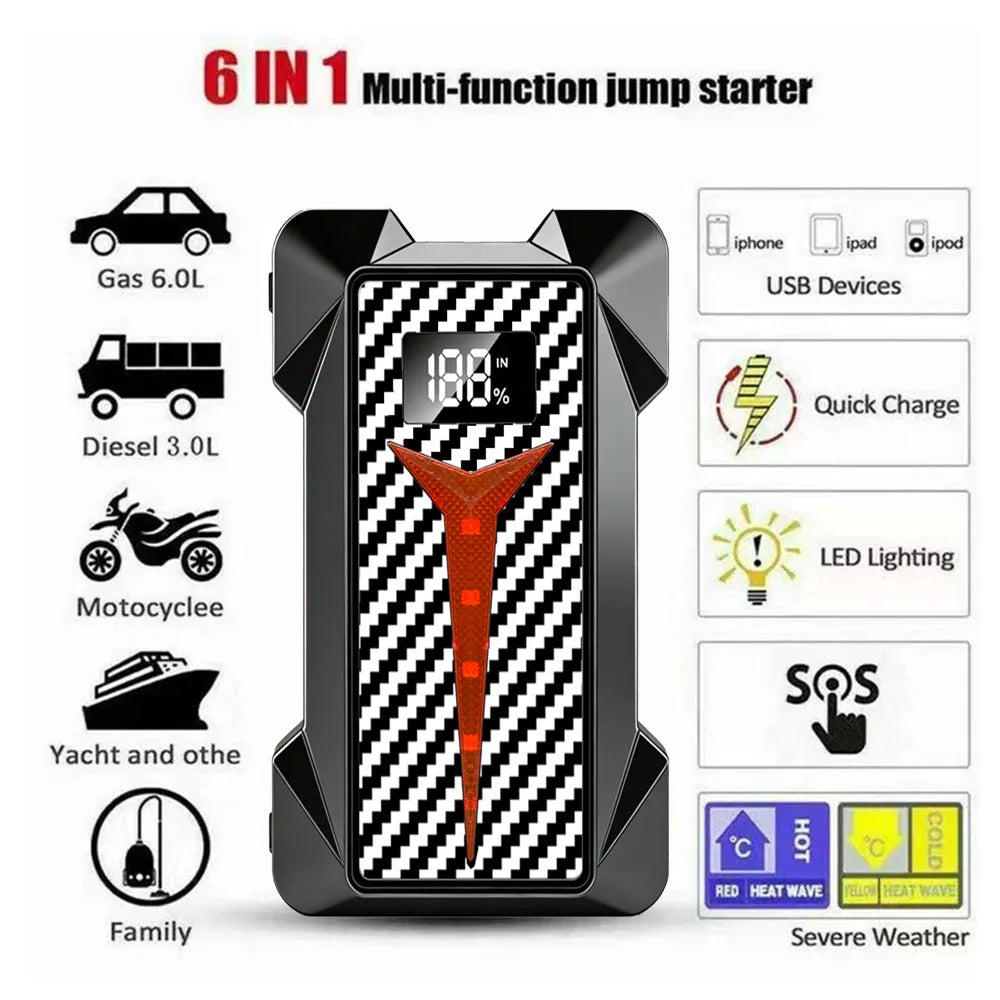 Portable Car Jump Starter Power Bank Car Booster Charger 12V Starting Device Petrol Diesel Car Emergency Booster