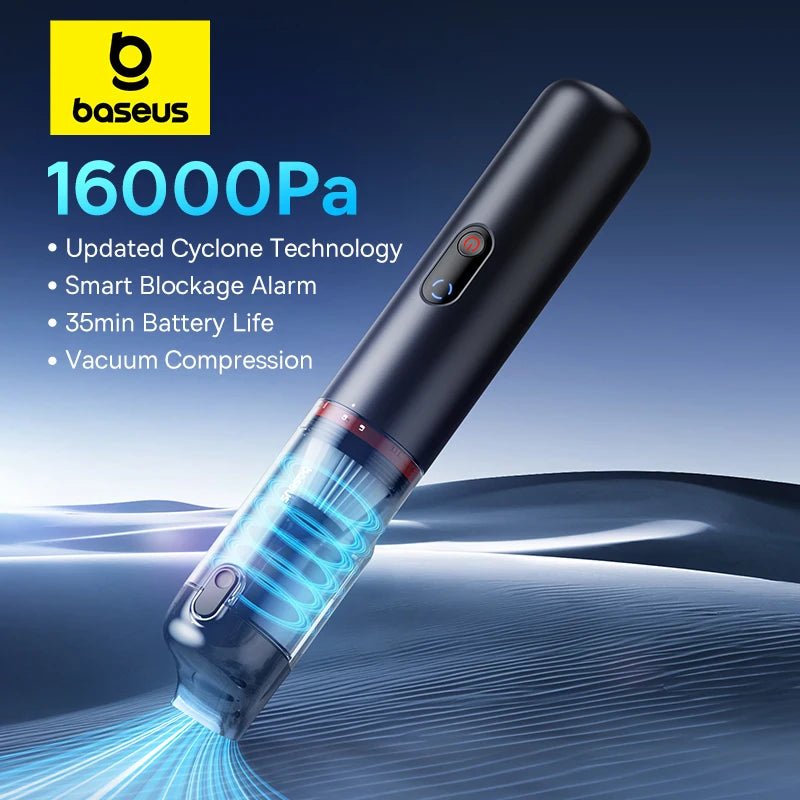 Baseus A5 16000Pa Wireless Car Vacuum Cleaner Powerful Portable Handheld Automotive Mini Vacuum Cleaner For Car Home PC Machine Car Mobile World