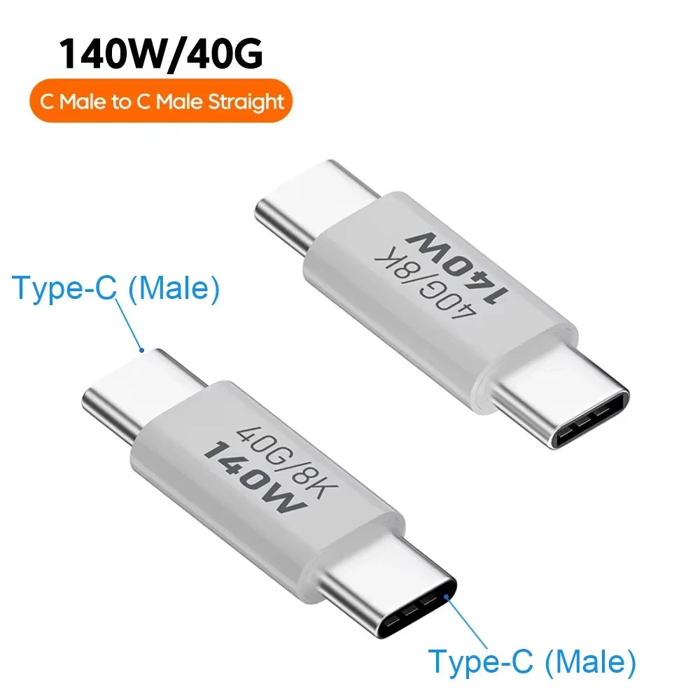 NNBILI 140W 40Gbps OTG Type C Adapter 90 Degree USB C to Type C Fast Charging USB3.1 Data Transfer Adapter For iPhone 15 Macbook