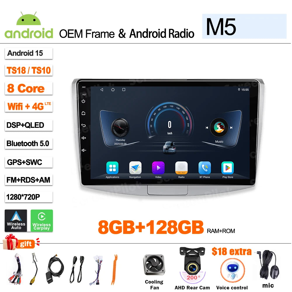 For  Volkswagen VW Passat B6 B7 B8 CC 2007- 2021 android 15 Multimedia Video Player Carplay Intelligent System Wifi 4G 8 Core CM World