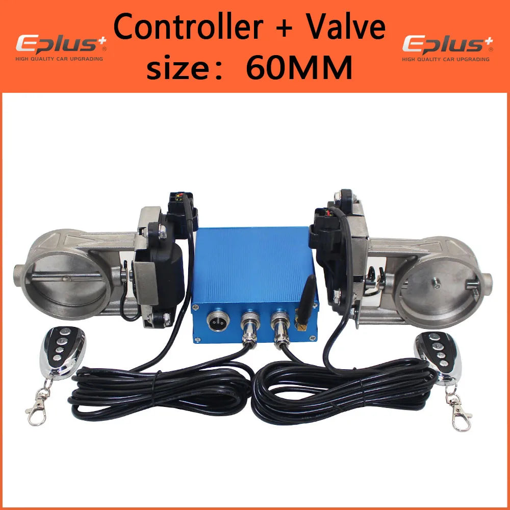 EPLUS Car Exhaust Pipe Valve Electric Kit Universal Multi-angle Mode 51 63 76MM Controller Device Remote Kit