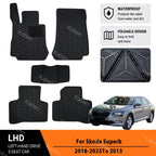 Fit For Skoda Superb 2025 2024 2023 2018-2022 To 2013 Custom Car Floor Mats Silicone Coated Leather Wear Resistant Auto Carpets