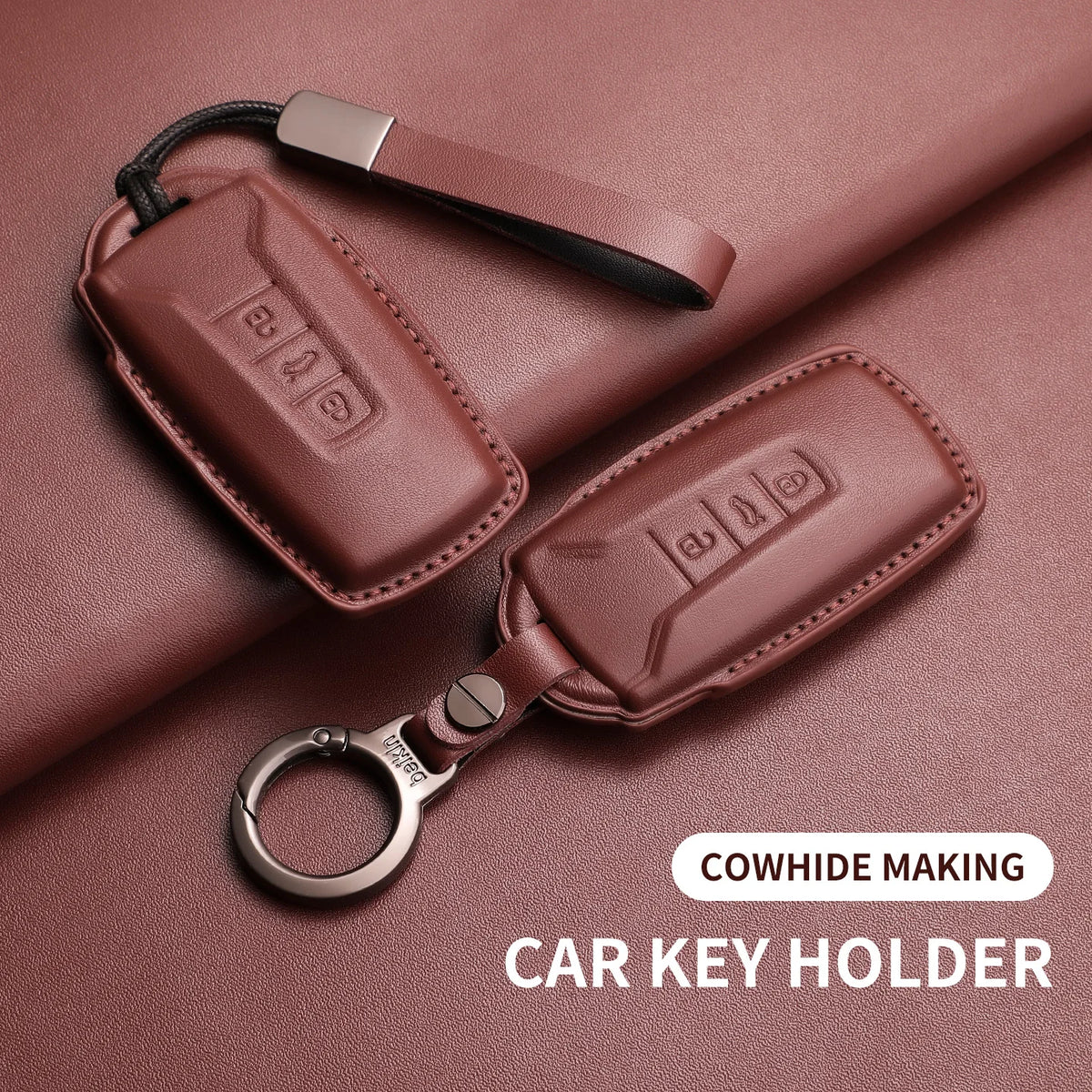 Leather Car Key Case Cover For Touareg 2019 2020 2021 2022 2023 2024 2025 2026 Key Protection Garnish Accessories