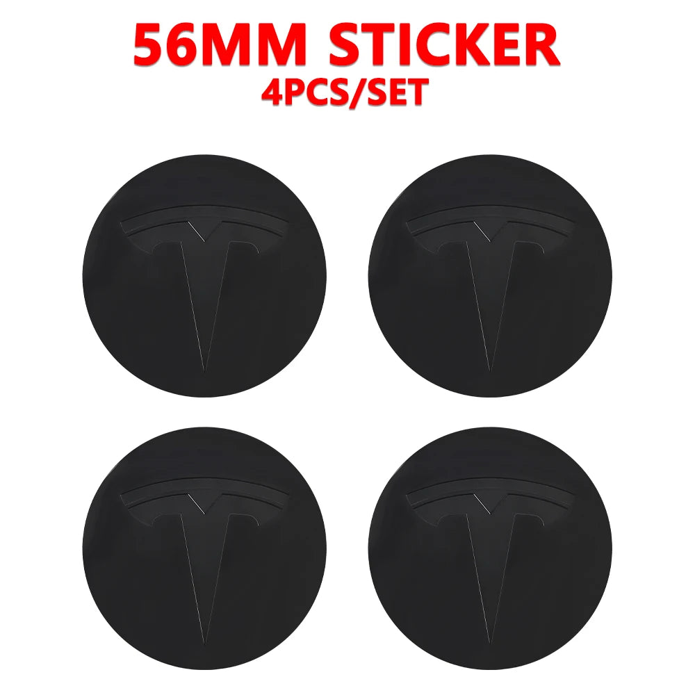 4pcs/set 3D Car Wheel Center Hub Caps Sticker  Auto Emblem Wheel Center Cap for Tesla Model 3 S X Y Roadster