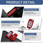for Ford Bronco Key Fob Cover with Keychain, Carbon Fiber Key Case Shell for Ford F150 & Raptor,for Ford Bronco Sport Smart Key CM World