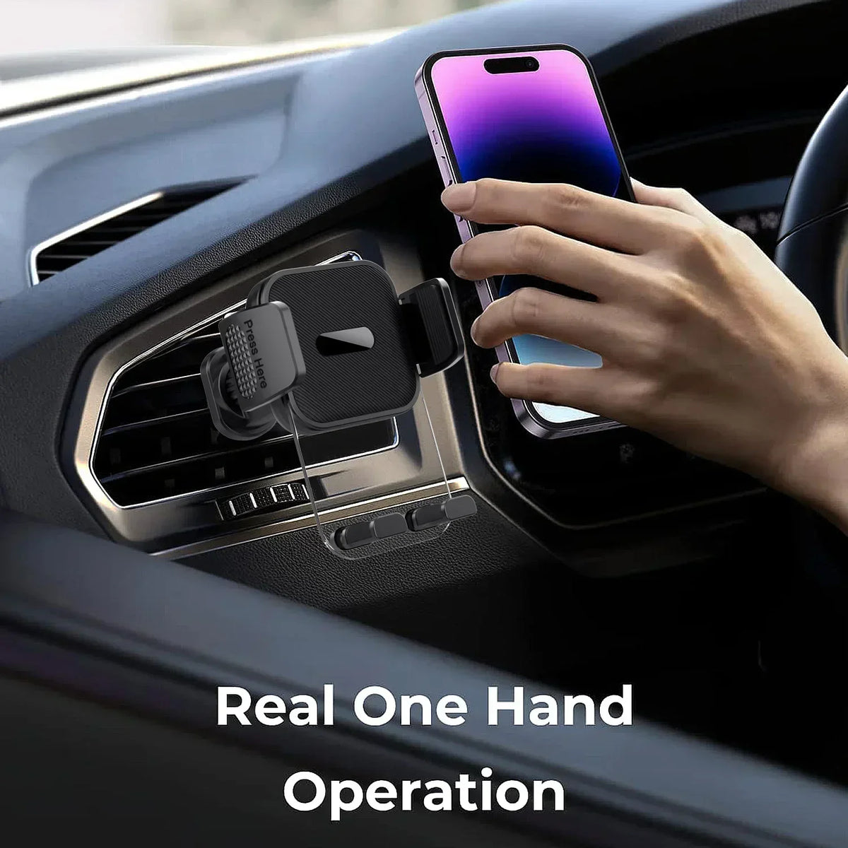 Car Phone Holder for Vent - Air Vent Cell Phone Mount for Car, Acrylic Hands Free Automobile Cradle Clip Stand, 4-7" Cellphones