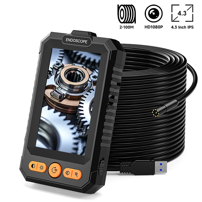 Industrial Endoscope Camera 2-100m Cable 1080P HD with Detachable 8mm Probe & IP67 Waterproof for Pipe Sewer and Bore Inspection CM World
