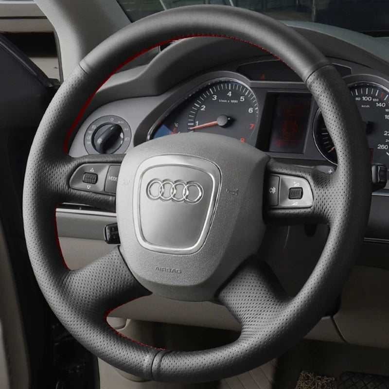 DIY Black Faux Leather Car Steering Wheel Cover For Audi Audi A3 8P Sportback A4 B8 Avant A5 8T A6 C6 A8 D3 Q7 8R Q5 4L S4 S3 CM World