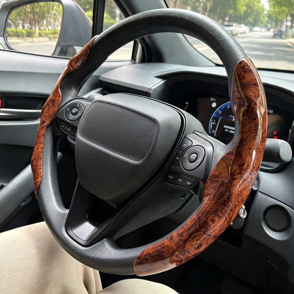 Universal Car Steering Wheel Cover Anti-slip Bright Gloss Carbon Fiber Texture Steering Wheel Decoration Accessories 14.5-15inch