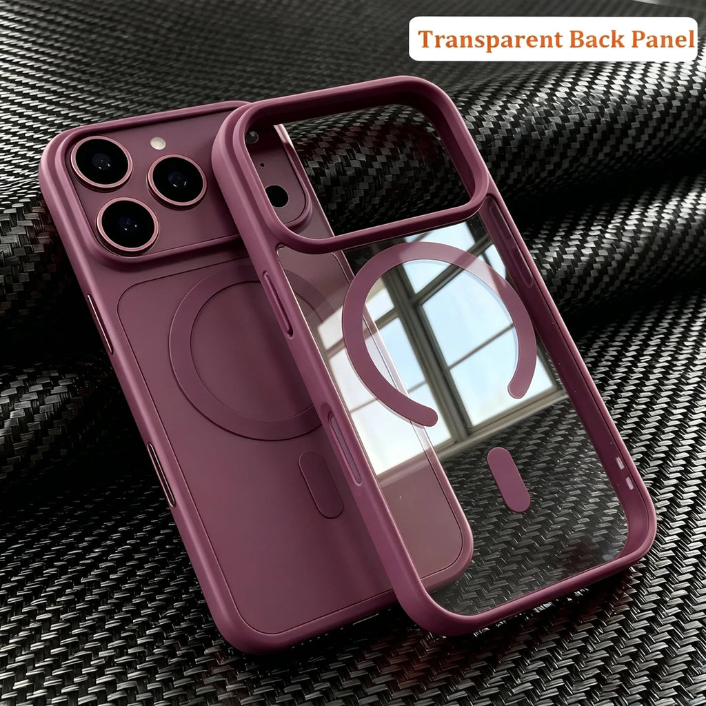 Dark Cherry Ultra-thin Matte Magnetic Charging Phone Case For iPhone 18 17 16 15 14 13 12 Pro Max Magsafe Shockproof Hard Cover