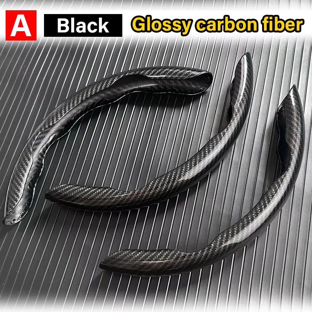 3PCS Carbon Fiber Car Round Steering Wheel Cover Non-Slip Steering Cover Protector Anti Dust Washable Interior Auto Accessories CM World