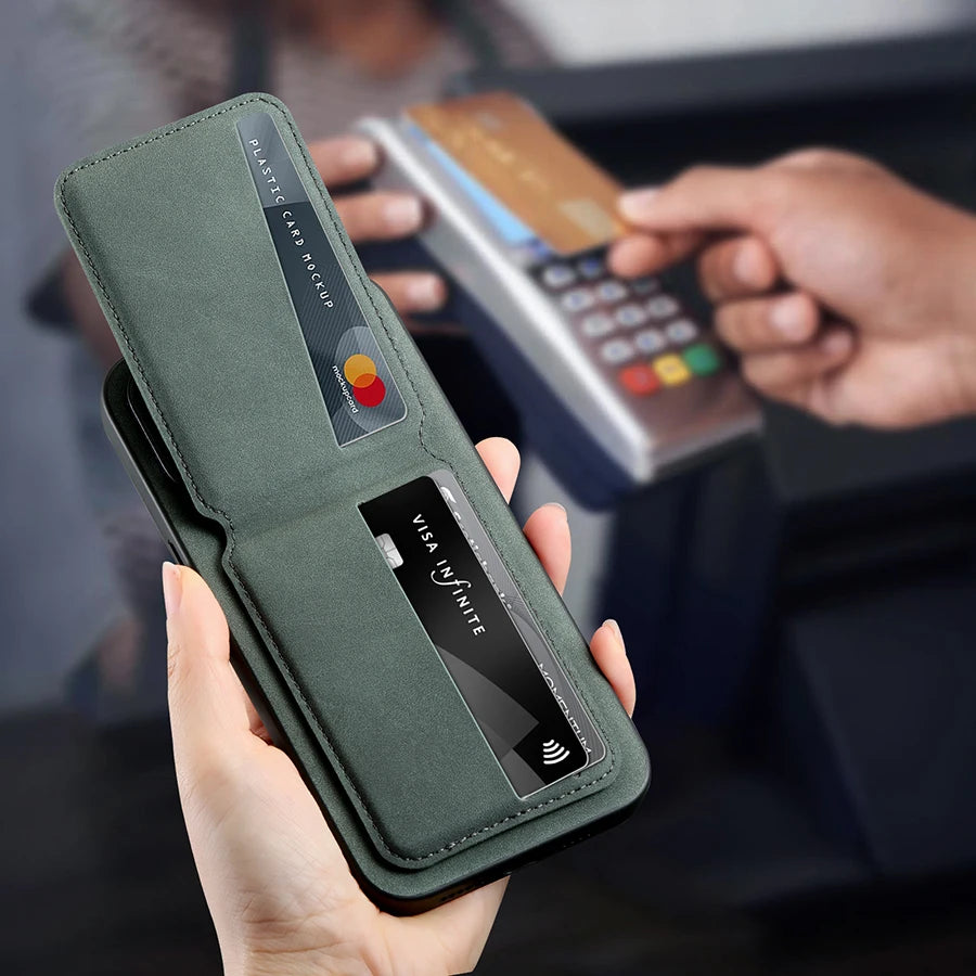 Luxury Synthetic Leather Card Bag Holder Case for iPhone 18 17 16 E 15 13 14 Pro Max Leather Card Slot Bag Protective Cover