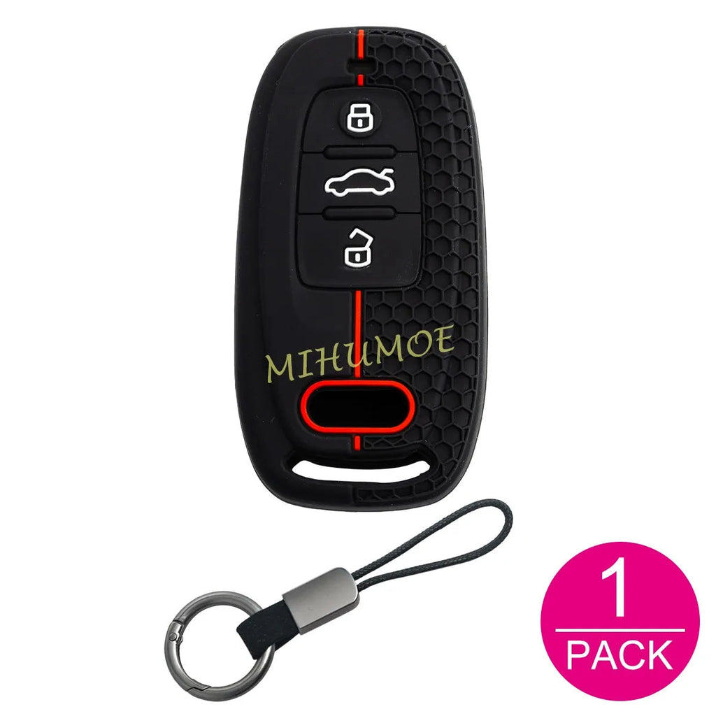 Silicone Key Case Cover Shell For Audi S4 S5 S6 S7 S8 A4 A5 A6 A7 A8 Q5 SQ5 Accessories Remote Keychain Holder 3 Buttons CM World