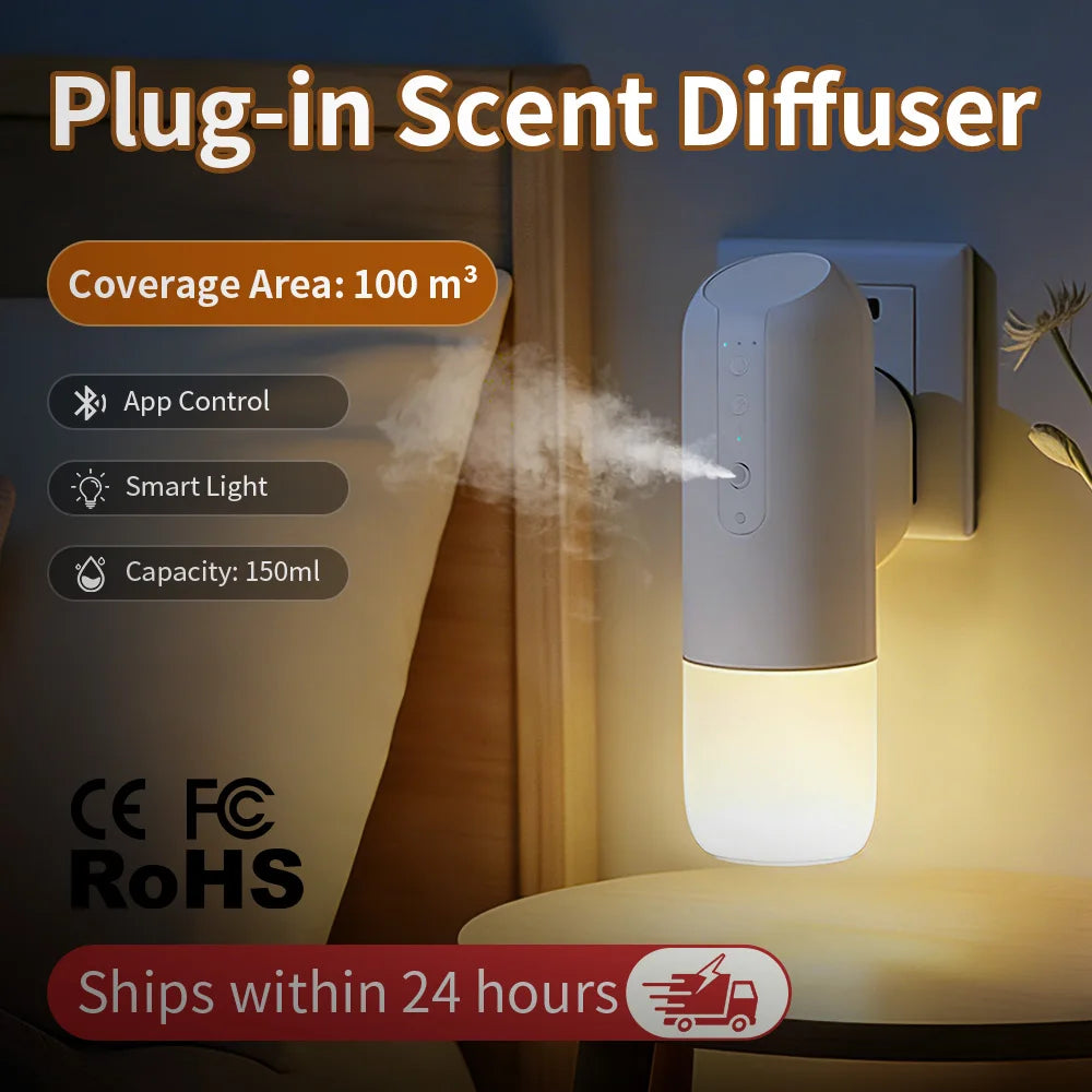 TEABLUM 100m³ Smart Automatic Air Freshener Plug in Diffuser Hotel Scent Diffuser for Home and Toilet 150ml Fragrance Diffuser CM World