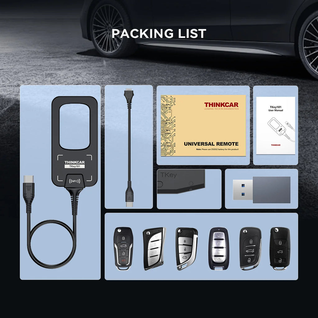 THINKCAR Tkey 101 Car Key Programmer With 6 Keys Frequency Detection Car Remote Control Key Tools For THINKCAR 689BT MUCAR 892BT CM World