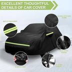 Car Covers for Mini Cooper 2-Door 2002-2024 Waterproof with Door Zipper Windproof Bands for Snow Rain Dust Hail Protection Black