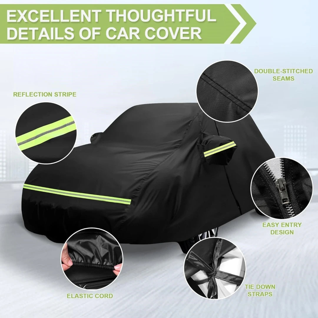 Car Covers for Mini Cooper 2-Door 2002-2024 Waterproof with Door Zipper Windproof Bands for Snow Rain Dust Hail Protection Black