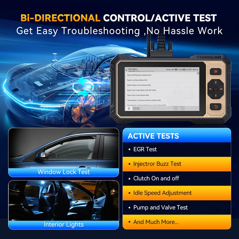 THINKSCAN 662 OBD2 Scan Tool Support CAN FD, Bi-direction Actuation 4 System Diagnosis 12 Reset Car Scanner Lifetime Free Update Car Mobile World