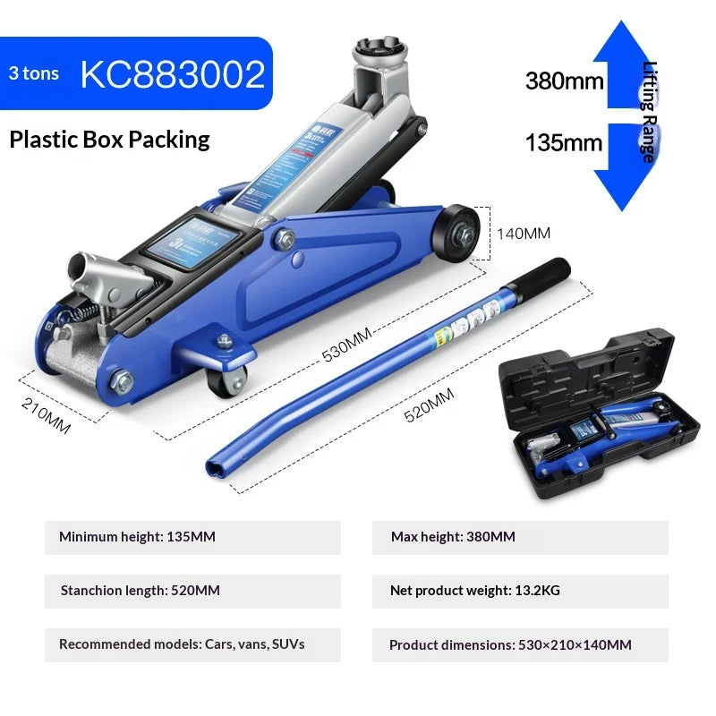 Car Rescue Tool Hydraulic Jack Pneumatic Lift Small Portable Car Jack Heavy Duty Low Profile Quick Raise Garage Emergency Change CM World
