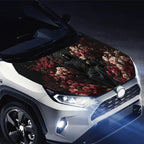 Dark Reaper & Rose Car Vinyl Wrap, PVC Waterproof Car Hood Sticker, Self-Adhesive Scratch-Resistant Stickers for Engine Cover, C