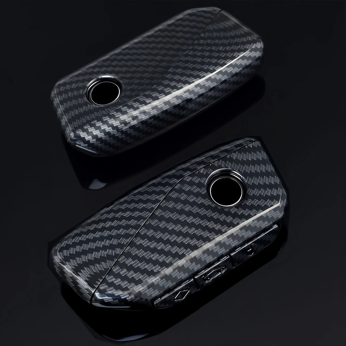 Car Key Protective Case Suitable for the New Bmw X1 X3 Carbon Fiber Pattern Key Cover 1 Series 3 Series 5 Series 8 Series 320Li Protective Case X5X6 Universal Cover CM World