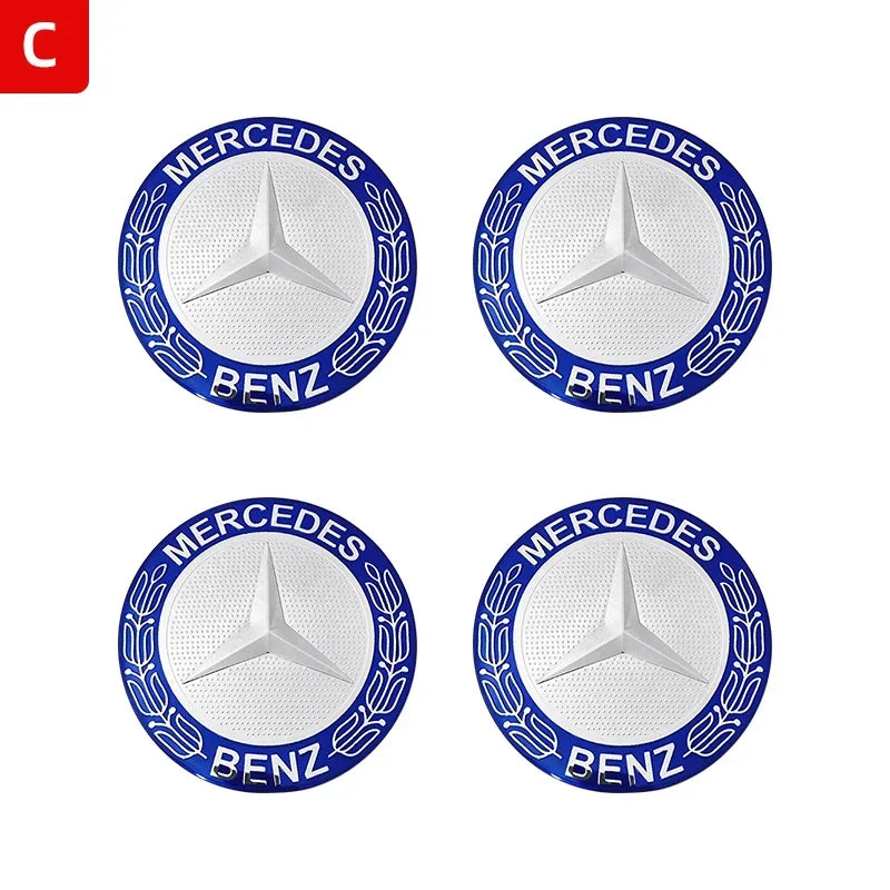 56mm60mm65mm75mm Car Wheel hub Center Cap Badge covers sticker 4pcs Mercedes Benz W204 W205 W212 W213 W177 W176 W117 X253 W247 CM World
