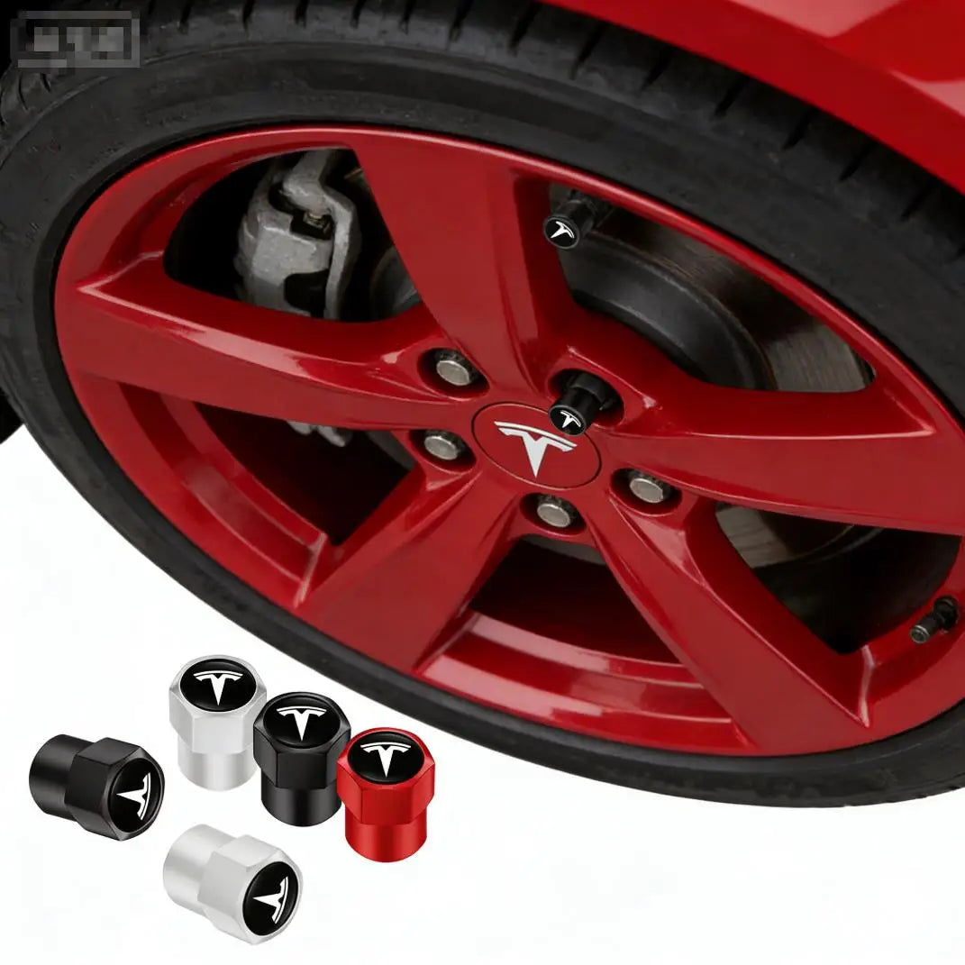 4Pcs Car 3D Metal Wheel Tire Valve Stem Caps For Tesla Model 3 Y S X Cybertruck Juguete Roadster Coil Bonina SpaceX sticker
